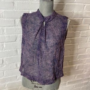 Rebecca Taylor Purple Abstract Sheer Top size 2